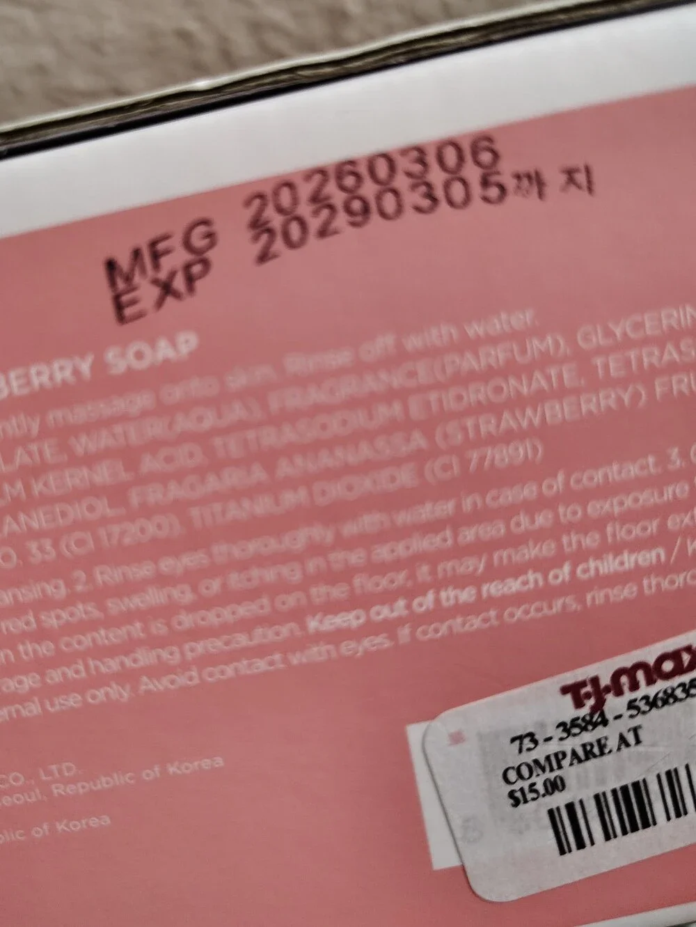 Goat Milk Strawberry Body Soap - Pink. NEW
